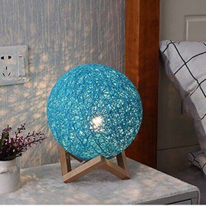 Bamboo Rattan Night Light Romantic Table Desk Warm LED Lamp